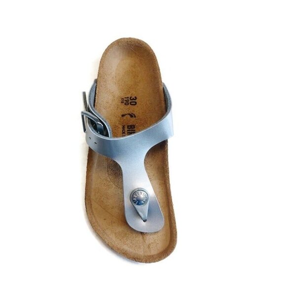 Birkenstock Gizeh Kids BS Size C 12 Birko-Flor Sandals Silver EU 30 Girls NARROW - Picture 2 of 10